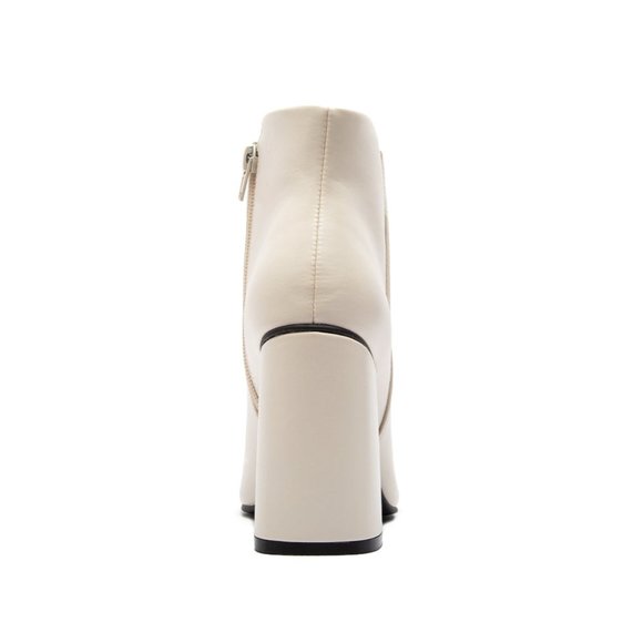 Off White Vegan Leather Ankle Boots - Picture 4 of 9